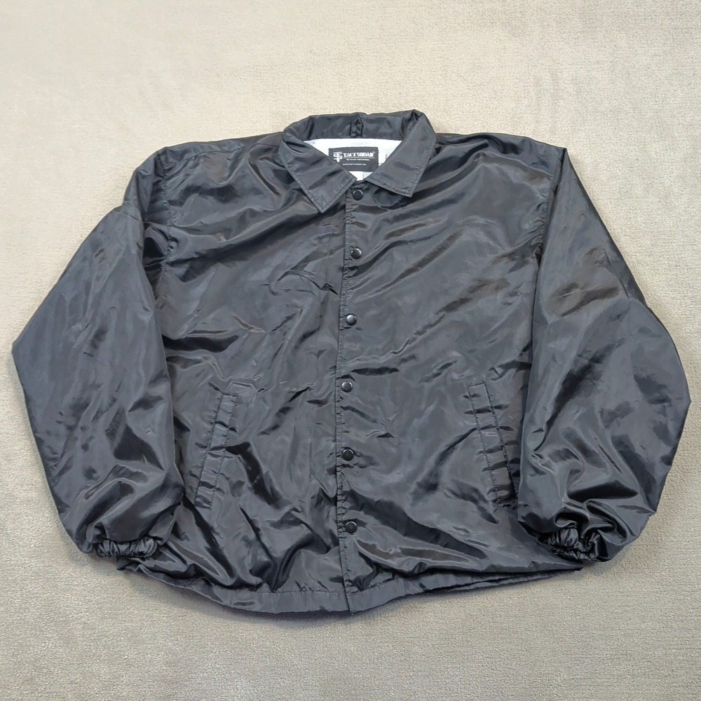 Tact Squad Jacket Mens Large Black Windbreaker Coaches Jacket Waterproof Coated